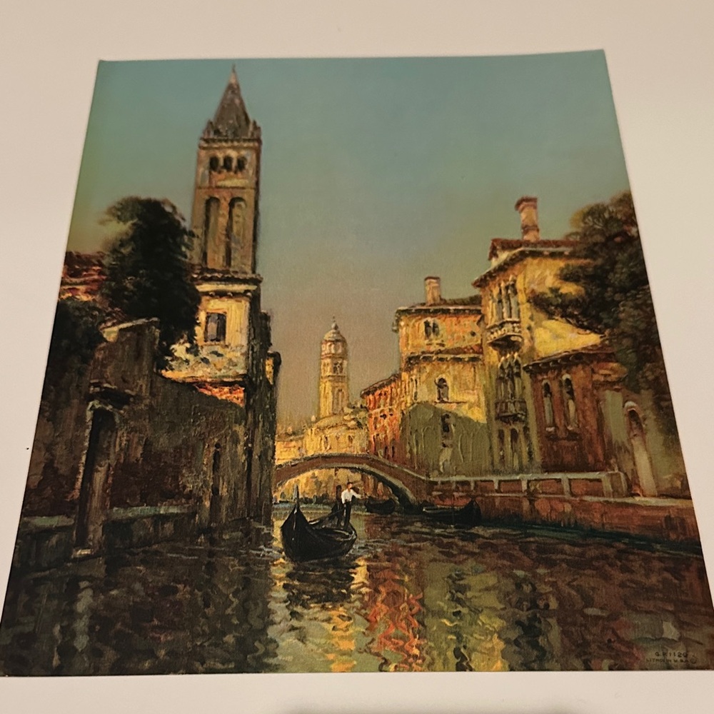 Vintage Calendar Art Print of a Venetian Canal
